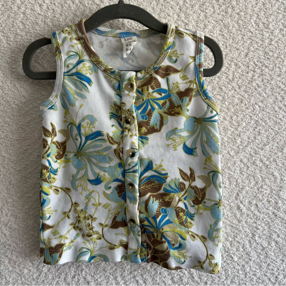 Kate Quinn Toddler Girls Tank Top Honeysuckle Skinny Button Down Cotton Size 3T
